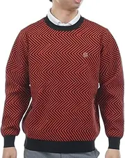 St ANDREWS(セントアンドリュース) 042-5170253 Men's Crew Neck Knit (16G Zigzag Pattern) / Golf, 100_Red, LL