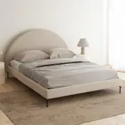 Arch Double Natural Beige Fabric Upholstered Bed Frame