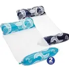 4-in-1 Pool Hammock 2-Pack,Pool Chair Float, Navy & Light Blue 2 count Tropical