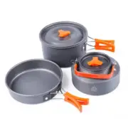 Outdoor Camping Tableware Pots Cookwear Set for 2-3 Person (Green)