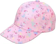 [Julerwoo] Kids Girls Pink Cotton Baseball Cap Unicorn Rainbow Embroidery Sun Hat