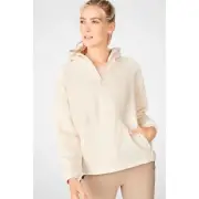 NWT Fabletics Lotta Teddy Tusk Sherpa Half-Zip Jacket Size XXS 2XS Ivory Fleece
