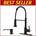 Versatile Matte Black Kitchen Faucet with Dual Function Sprayer & Soap Dispenser
