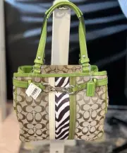 COACH Logo Zebra Rare Bag F13993 Shoulder Excellent Condition