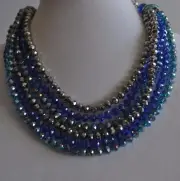 KIRKS FOLLY BLUE AND SILVER BEADED NECKLACE IN SILVER TONE
