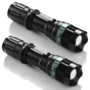 Tactical LED Flashlight Torch Light Zoomable Lumens Aluminum Three Mode Black
