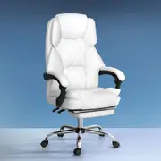 Artiss Executive Office Chair Computer Gaming Chairs Leather Footrest White