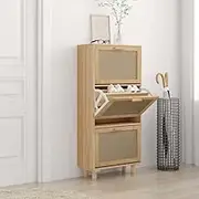 Shoe Cabinet, Shoe Rack, Freestanding Shoes Organizer with Drawers for Entryway, Foyer, Hallway, Easy Assemble, 52x25x115 cm, Brown