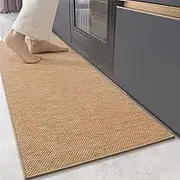 Color&Geometry Kitchen Rugs and Mats Non Slip Washable, Absorbent Kitchen Mats Woven Kitchen Runner Rug Easy to Clean Kitchen Floor Mats for in Front of Sink, Laundry Room, Hallway, 17”x47”, Beige
