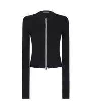Short zipper cardigan M BLACK