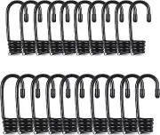 20 Pieces Bungee Hooks Bungee Shock Cords Hooks 1/4 3/8 Inch Wire Coated Blac...