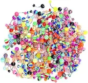 [N \\ A] 200Pcs Banana Barbells Piercing Belly Button Rings, Acrylic Balls Steel Belly Rings, Navel Piercing Jewelry, Stainless Steel Colorful Navel Rings