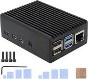 Geekworm for Raspberry Pi 4 Aluminum Case, Heavy Duty Passive Cooling Metal Case/Housing with Heatsink Pillar Compatible with Raspberry Pi 4 Model B Only-Black (P173)