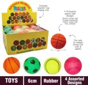 4x Sports Bounce Stress Relief Ball Foam Hand Squeeze Soft Toy Assorted Colours