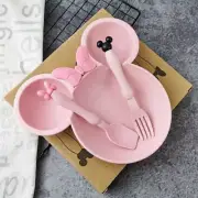 3 pcs/set cartoon baby bowl tableware wheat straw children's dishes