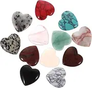 12Pcs Natural Gemstone Heart Shape Ornaments Unique Hearts for Home Decor Beautiful Blessing Office Decoration