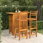 3 PCS Garden Bar Set Outdoor Wooden Bistro Table & Chairs Sturdy Patio Furniture