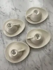 NEW Nigella Lawson ESPRESSO Cup Saucer Set 4 Ceramic Cream Anthropologie Small