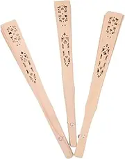 GOOHOCHY Unique Vintage Chinese Wooden Hand Fans 3 Pack Folding Fan Set Hand for Dance Party Party Props