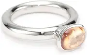 [Giorgio Martello] Stackable Ring in Sterling Silver with Rhodium and Cabochon Champagne Cubic Zirconium Ring