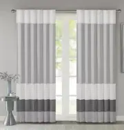 Madison Park 52x84in Pintuck-Striped Light Filtering Panel Curtain Silver. White
