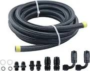 Transmission Cooler Line Kit AN6 For 4L60E 4L65E - 15 FT Black Nylon Braided Hose + Fittings