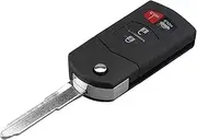FLJKCT 3+1 Buttons Remote Flip Key Case Shell with Blade,for Mazda 3 5 6 RX-8 CX-7 CX-9