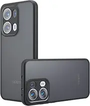 TQLGY Matte Case for Oppo Reno 13 6.59-Inch, Shockproof Military Grade Drop Protection, Frosted Translucent Skin-Touch Hard Back Slim Phone Cover, Black