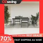 Garden Dining Set 5 Piece Black Steel Textilene 160x80x74cm Outdoor 0722