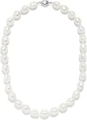 [Blue Ocean Pearls] Freshwater Cultured Pearl Necklace AAAA 10-12mm Baroque Shape 18'' with Push Clasp Chic and Elegant Jewellery Necklace for Women, Pearl
