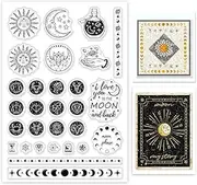 GLOBLELAND Celestial Moon Star Clear Stamps Constellation Astrological Signs Silicone Clear Stamp Seals for Cards Making DIY Scrapbooking Photo Journal Album Decoration