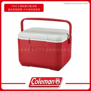 【Coleman 美國 TAKE 6 高效能行動冰箱《美利紅》】CM-33010/行動冰箱/冰桶/保冰箱