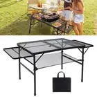 Folding Grill Table Camping Pocket Furniture Portable Picnic Mesh Desktop for