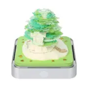 NNEDSZ Green Tree House Blossom 3D Paper Sculpture Night Light with Memo Pad, Si