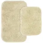 Serendipity Beige Linen 2 Bath Rugs (17"X24", 21"X34") Shaggy Nylon Washable ...