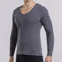 在飛比找momo購物網優惠-【宜而爽】型男舒適厚棉U領衛生衣-2件組(灰M-XL)