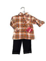 Real Love Shirt Pant Set Boys 18 Month 2 Pieces Button Up Top Stretch Pants NEW