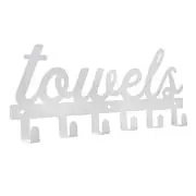 White Enamel Wall Mounted 6-Hook Towel Hanger, Rustic Farmhouse Style for