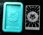 Shiny DEATH Tarot Card Etched SILICONE Mold - Clay Resin Wax - Craft Charm DIY