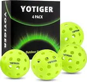 YOTIGER Pickleball Balls, 4 Pack 40 Holes, High Visibility and Bounce, Durable for All Skill Levels