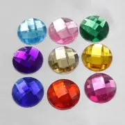 50 Acrylic Flatback Rhinestone Faceted Round Gems 18mm No Hole Colour Choice