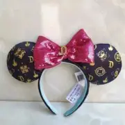Red Sequins Bow Minnie Ears Mickey Mouse Disney- Parks Ears Black Headband Ears