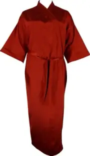 Dark Red Satin Robe Full Length Kimono Dressing Gown Bridal Party Sizes 6 to 24