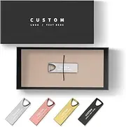 Personalized Metal USB Flash Drive, 50 Pack Custom Pen Drive USB 2.0 Memory Stick Thumb Drive, Ideal for Business Events, Corporate Gifts and Promotional Giveaways (256 MB,with Gift Box)
