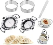 PENGQIMM Dumpling Maker,2 Dumpling Skin Maker, 2 Dumpling Molds in Different Sizes, Manual Pinch Dumpling Pie Ravioli Mould Pastry Maker Tool, Dumpling Skin Cutter and Dough Press（5 pcs）