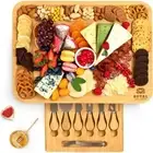Cheese Board and Knife Set: 17.5 x 13 Inch - Wooden Charcuterie Platter & Servin