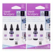 2pks of 3 for 6 Total Pieces! Sculpey Liquid Polymer Clay Clear Black White Nail