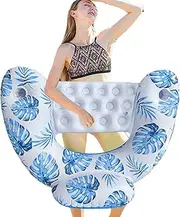 Pool Floats for Adults | Inflating Swimming Air Mattress | Soft U Shape Pool Raft with Cup Holder for Tanning Stress Relief Water Play Vacation Backyard Travel Party River Beach Lake
