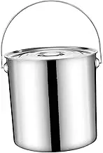 Folpus 201 Stainless Steel Stockpot Large Soup Pot Heavy Duty Rice Storage Bucket Water Bucket with Lid Cookware for Canteens Hotel, 11.5L