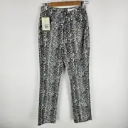 Sass & Bide Jeans Womens 8 Grey White Snake Print Straight Leg Cotton Linen NWT